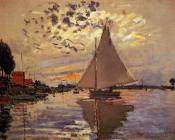 克劳德 莫奈 : Sailboat at Le Petit-Gennevilliers